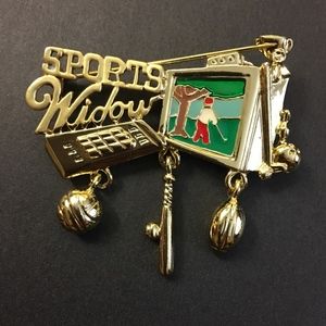Danecraft Pewter Dangle Brooch Pin Sports Widow